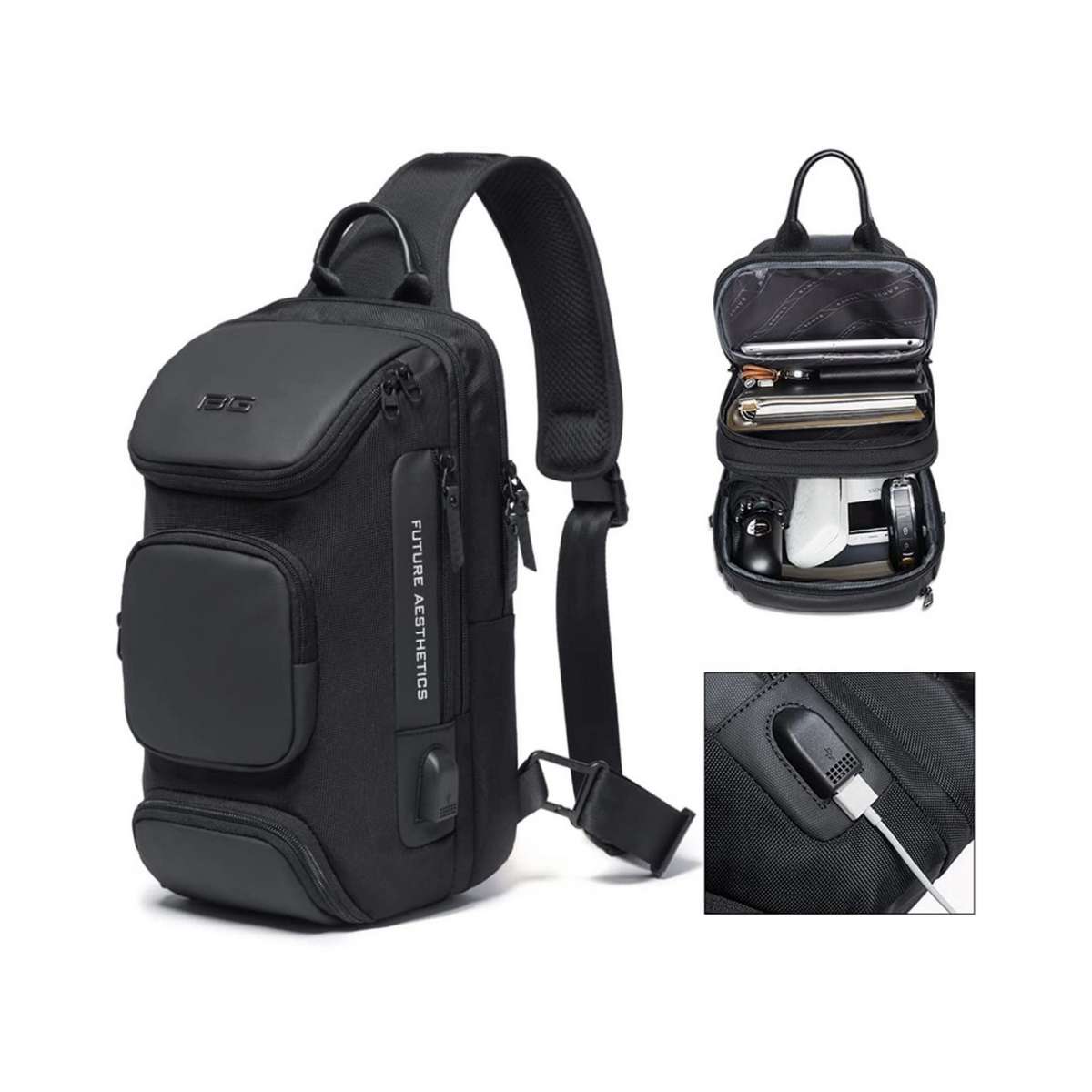 Bange Ανδρική Τσάντα Στήθους crossbody 7086 Μαύρη